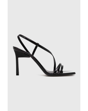 Calvin Klein sandały skórzane GEO STILETTO ASY SAN kolor czarny HW0HW01609
