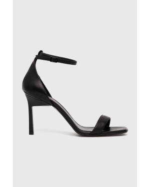 Calvin Klein sandały skórzane GEO STILETTO SANDAL kolor czarny HW0HW01610