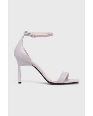 Calvin Klein sandały skórzane GEO STILETTO SANDAL kolor fioletowy HW0HW01610