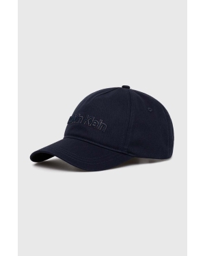 Calvin Klein czapka z daszkiem bawełniana kolor granatowy z aplikacją