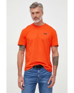 Calvin Klein t-shirt bawełniany kolor pomarańczowy gładki