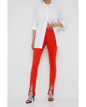 Calvin Klein spodnie damskie kolor pomarańczowy