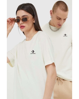 Converse t-shirt bawełniany kolor beżowy z aplikacją