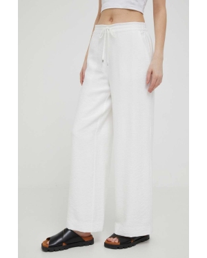 Dkny spodnie damskie kolor biały proste high waist