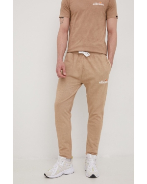 Ellesse spodnie dresowe bawełniane męskie kolor brązowy z aplikacją SHM13147-BROWN