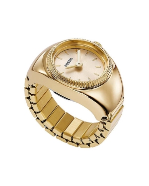Fossil pierścionek z zegarkiem damski kolor złoty