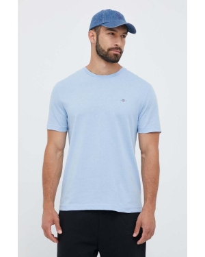 Gant t-shirt bawełniany kolor niebieski gładki