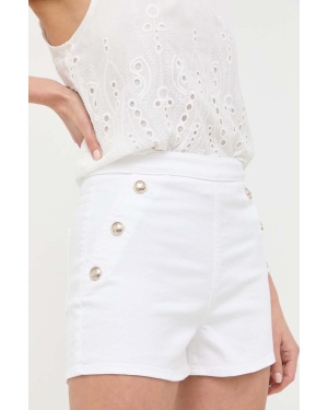 Guess szorty jeansowe damskie kolor biały gładkie high waist