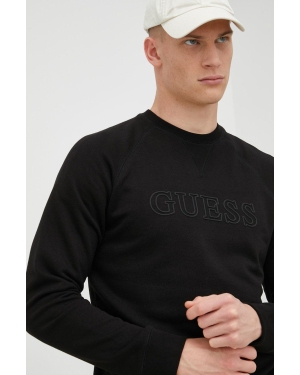 Guess bluza męska kolor czarny z aplikacją