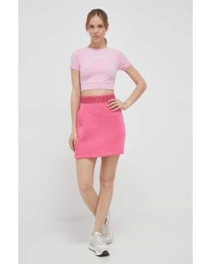 Guess spódnica kolor różowy mini prosta