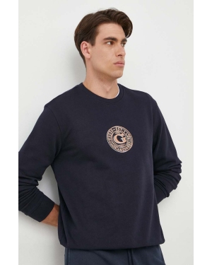 Guess bluza bawełniana męska kolor granatowy z aplikacją