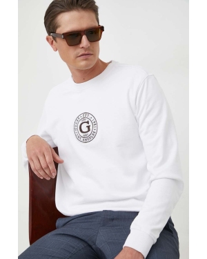 Guess bluza bawełniana męska kolor biały z aplikacją