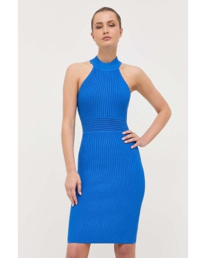 Guess sukienka kolor niebieski mini dopasowana