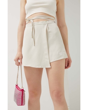 Karl Kani szorty damskie kolor beżowy wzorzyste medium waist