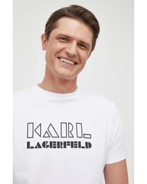 Karl Lagerfeld t-shirt męski kolor biały wzorzysty