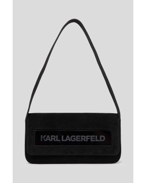 Karl Lagerfeld torebka zamszowa ICON K MD FLAP SHB SUEDE kolor czarny