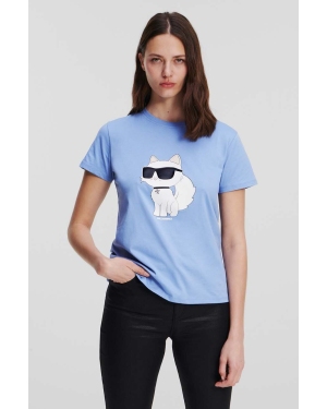Karl Lagerfeld t-shirt bawełniany kolor niebieski