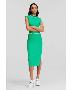 Karl Lagerfeld sukienka kolor zielony midi dopasowana