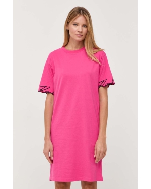 Karl Lagerfeld sukienka bawełniana kolor różowy mini prosta