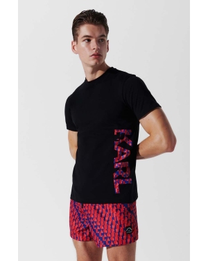 Karl Lagerfeld t-shirt bawełniany kolor czarny wzorzysty