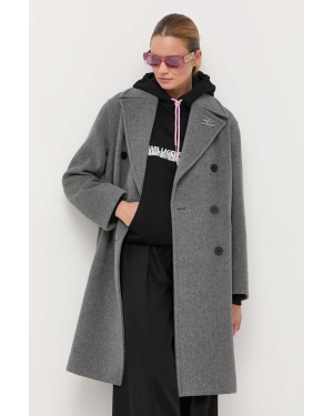 Karl Lagerfeld płaszcz wełniany kolor szary przejściowy