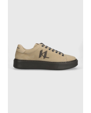 Karl Lagerfeld sneakersy zamszowe MAXI KUP kolor beżowy KL52217