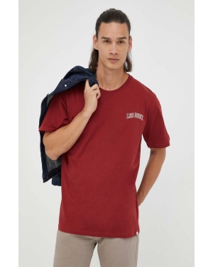 Les Deux t-shirt bawełniany kolor bordowy z nadrukiem