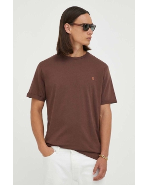 Les Deux t-shirt bawełniany kolor brązowy gładki