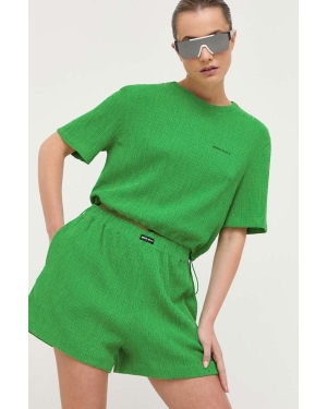 Miss Sixty szorty damskie kolor zielony gładkie high waist