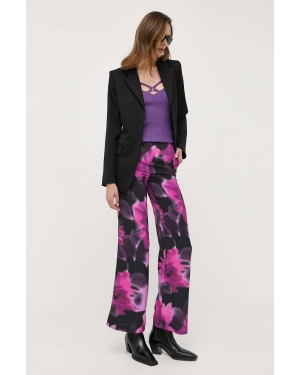 Morgan spodnie damskie kolor fioletowy szerokie high waist