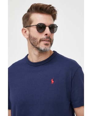 Polo Ralph Lauren t-shirt bawełniany kolor granatowy gładki