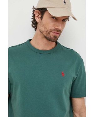 Polo Ralph Lauren t-shirt bawełniany kolor zielony gładki