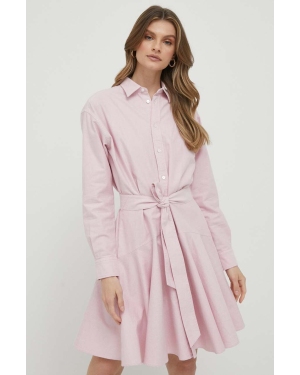 Polo Ralph Lauren sukienka bawełniana kolor różowy mini rozkloszowana
