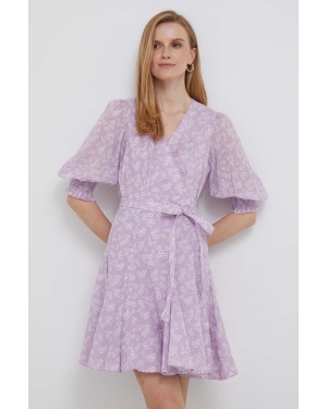 Polo Ralph Lauren sukienka bawełniana kolor fioletowy mini rozkloszowana