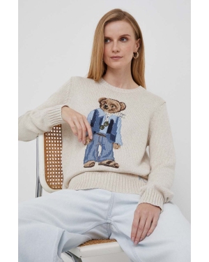 Polo Ralph Lauren sweter bawełniany kolor beżowy lekki
