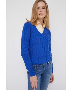 Polo Ralph Lauren sweter bawełniany kolor niebieski lekki