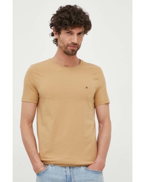 Tommy Hilfiger t-shirt męski kolor beżowy gładki