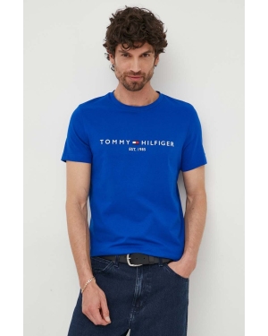 Tommy Hilfiger t-shirt bawełniany kolor granatowy z aplikacją