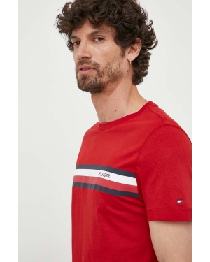 Tommy Hilfiger t-shirt bawełniany kolor czerwony z nadrukiem