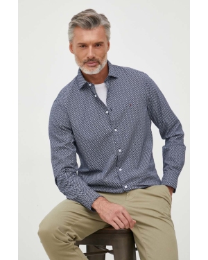 Tommy Hilfiger koszula bawełniana męska kolor granatowy slim z kołnierzykiem klasycznym
