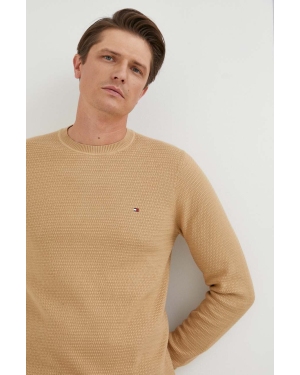 Tommy Hilfiger sweter bawełniany kolor beżowy