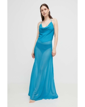 Trussardi sukienka kolor niebieski maxi rozkloszowana