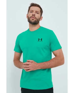 Under Armour t-shirt męski kolor zielony gładki 1326799-439