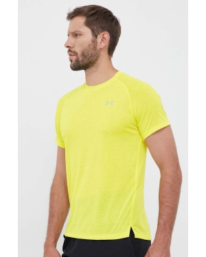 Under Armour t-shirt do biegania kolor żółty gładki