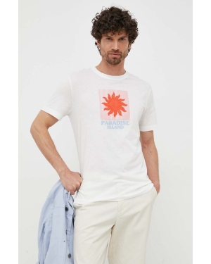 United Colors of Benetton t-shirt bawełniany kolor biały z nadrukiem