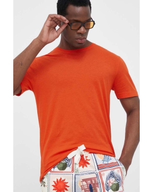 United Colors of Benetton t-shirt bawełniany kolor pomarańczowy gładki