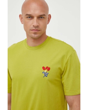United Colors of Benetton t-shirt bawełniany kolor zielony wzorzysty