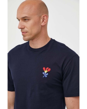 United Colors of Benetton t-shirt bawełniany kolor granatowy z aplikacją