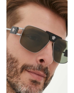 Versace okulary przeciwsłoneczne męskie kolor szary