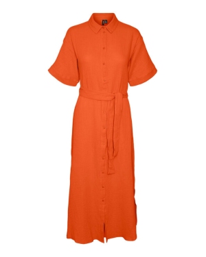 Vero Moda Sukienka koszulowa Natali 10283129 Pomarańczowy Regular Fit